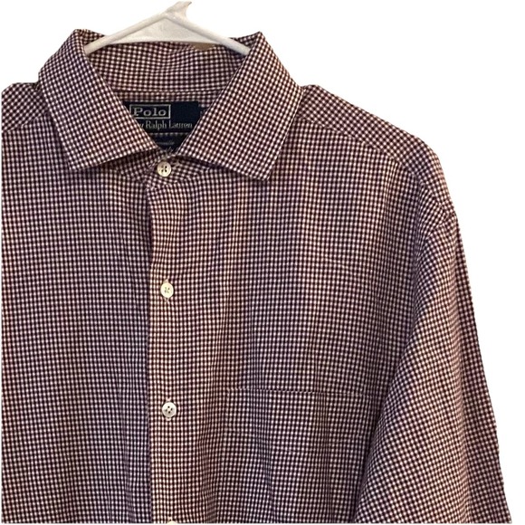 Polo Ralph‎ Lauren Mens L Button Down Shirt Marseille Two Ply 80s Purple Checked - Picture 1 of 11